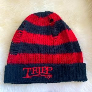Tripp NYC Stripe Beanie [RED]